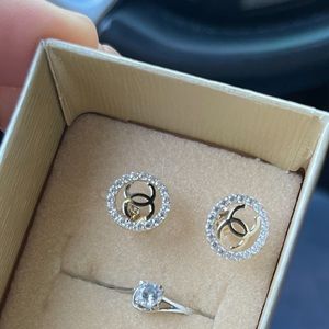 Gold diamond women earrings